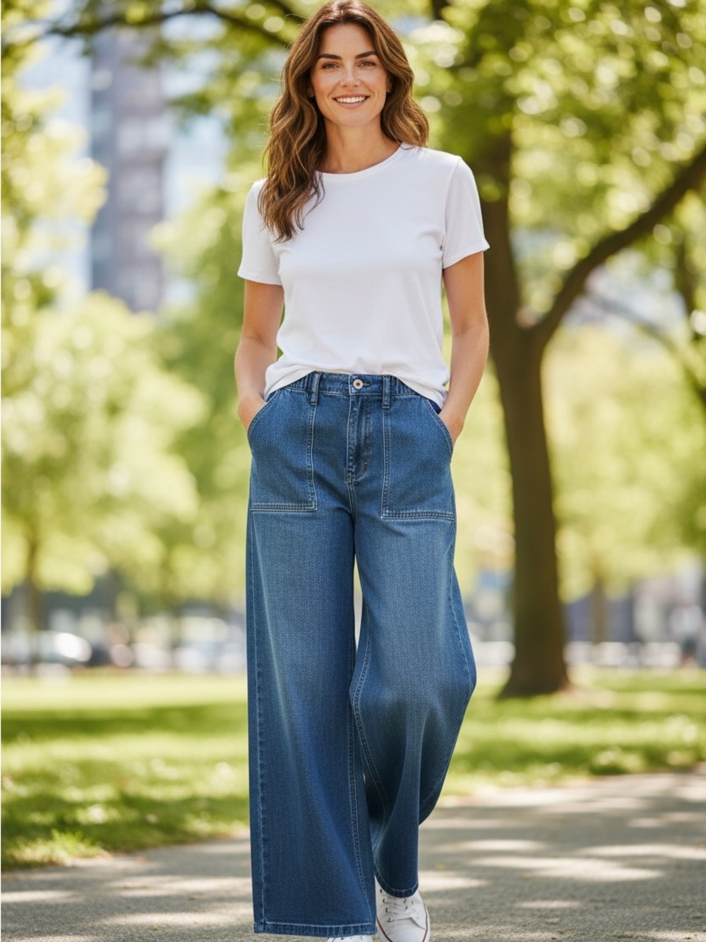 Sanctuary Wide-Leg Jeans in Dark Blue Wash